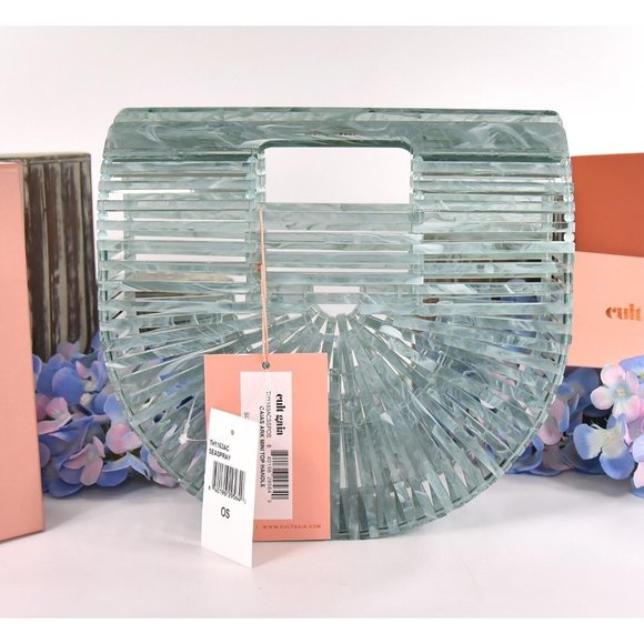 Cult Gaia Seaspray Blue Marble Acrylic Mini Ark Top Handle Bag NWT - Picture 4 of 11
